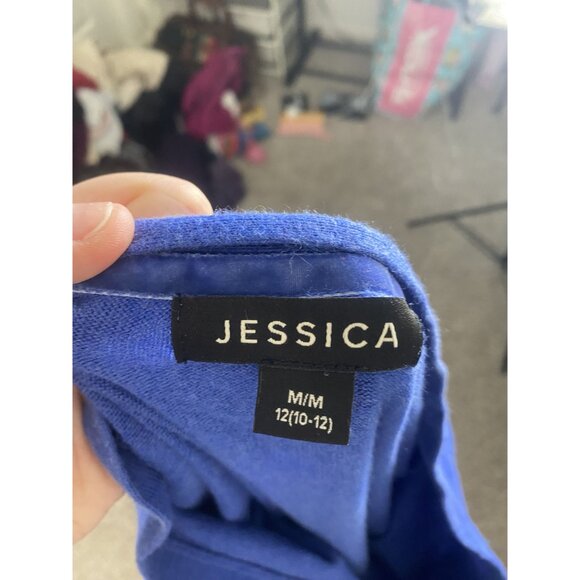 ⭐ 3/$15 Jessica Medium Cobalt Blue Henley Cotton Blend Sweater - Picture 6 of 7